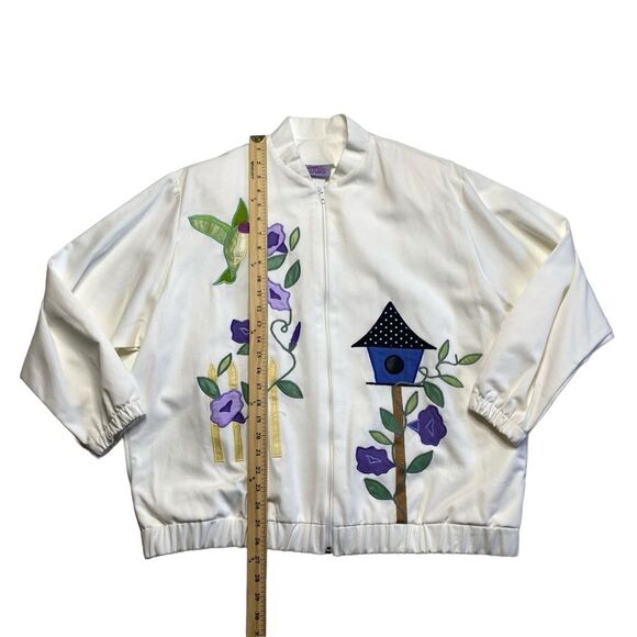 Vintage Southern Stitches & More Cotton Hummingbird Embroidered Jacket Lined L - Picture 11 of 14